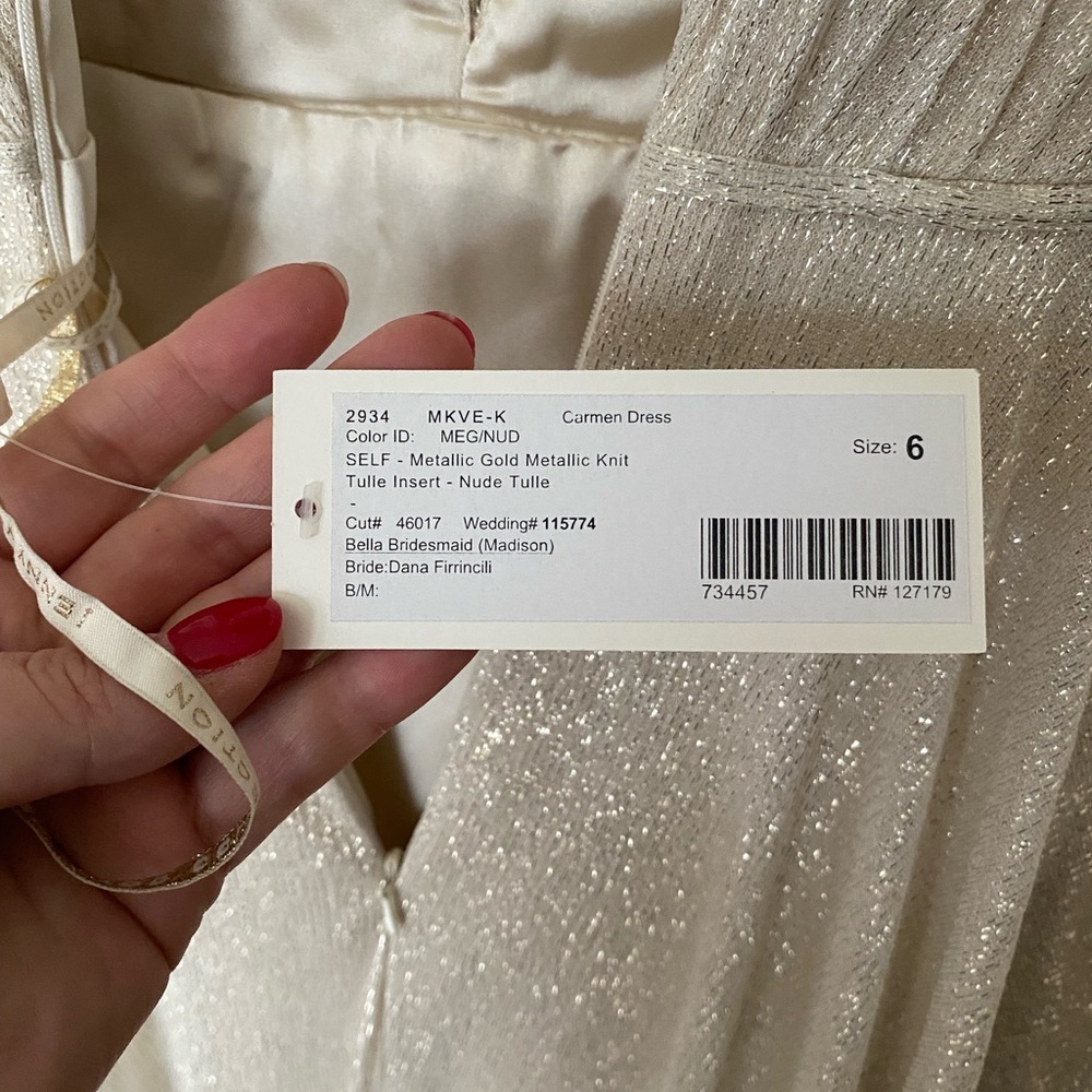 NWT BHLDN x JENNY YOO •RARE• Carmen Shimmer Maxi Dress Size 6 - Picture 14 of 16